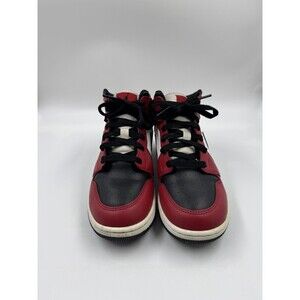 Nike Air Jordan 1 Mid Boy's Youth Size 6Y Black Fire Red White Shoes 554725-069